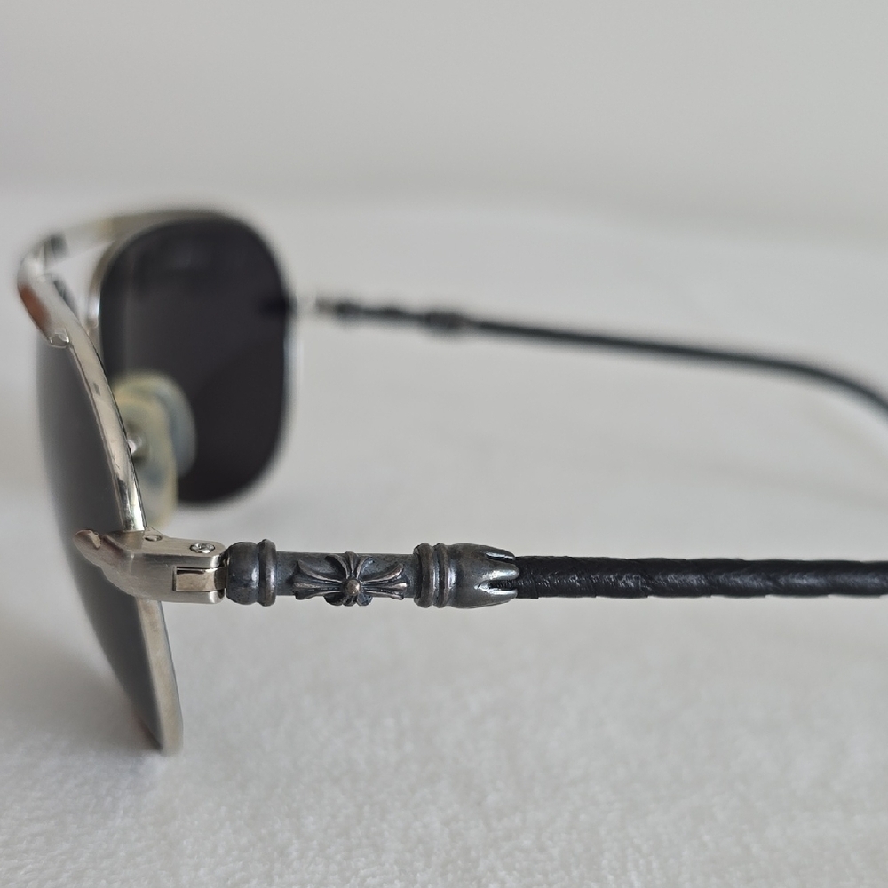 Chrome Hearts Silver Frame Black Lens Aviator Sunglasses For Men Or Woman - Picture 4 of 10